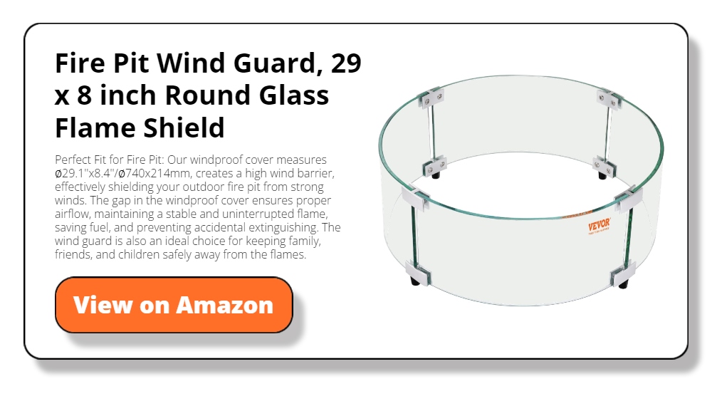 Fire Pit Wind Guard, 29 x 8 inch Round Glass Flame Shield