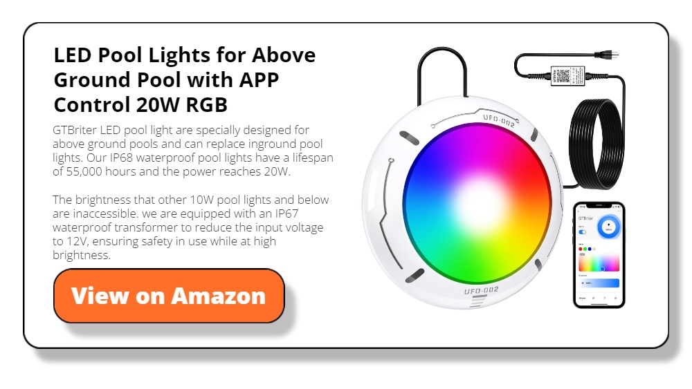 LED Pool Lights for Above Ground Pool with APP Control 20W RGB