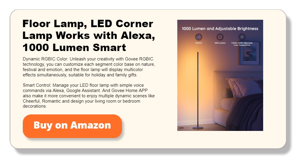 Floor Lamp, LED Corner Lamp Works with Alexa, 1000 Lumen Smart